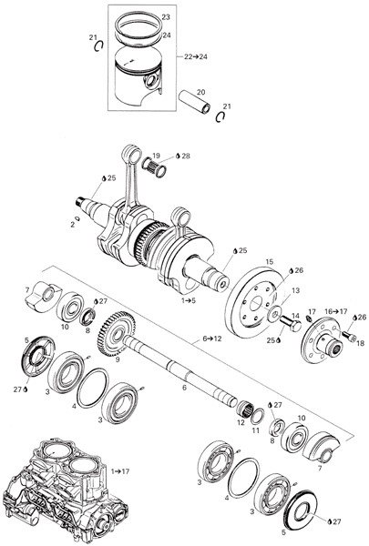 クランクシャフト, ピストン