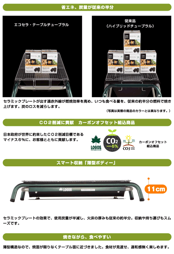 LOGOS ECO CERA TABLE TUBERAL S　卓上　超薄型 LOGOS BBQ・七輪・焚火台 ロゴス ECOセラ・テーブルチューブラル