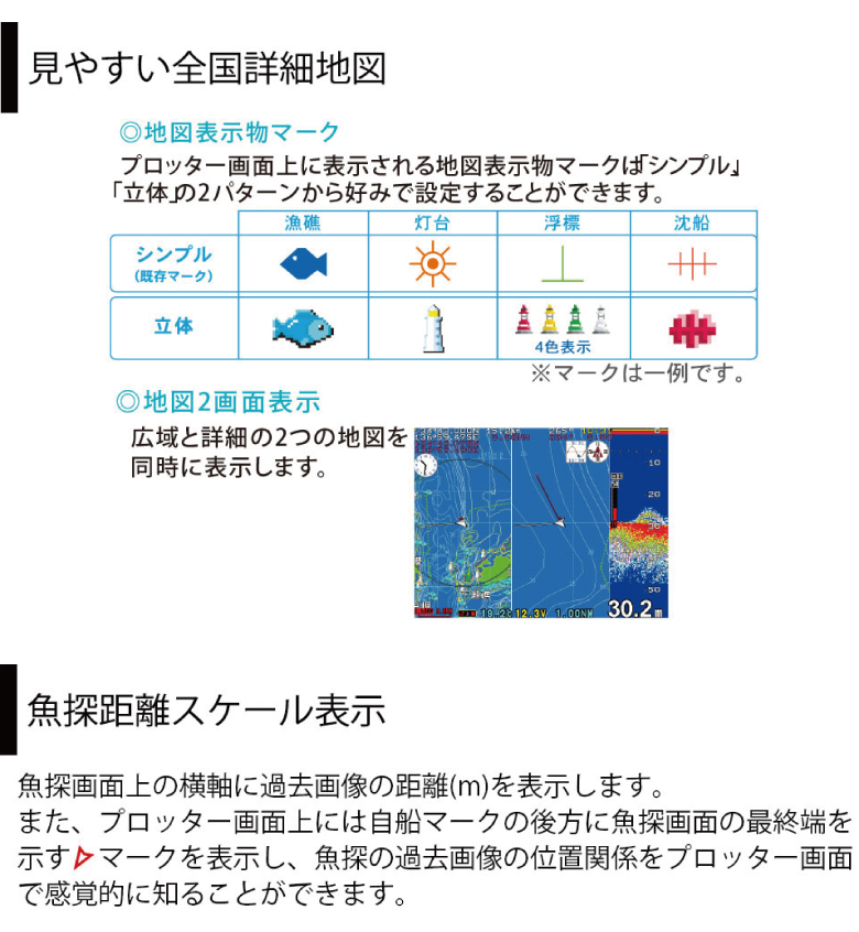 見やすい全国詳細地図・魚探距離スケール表示