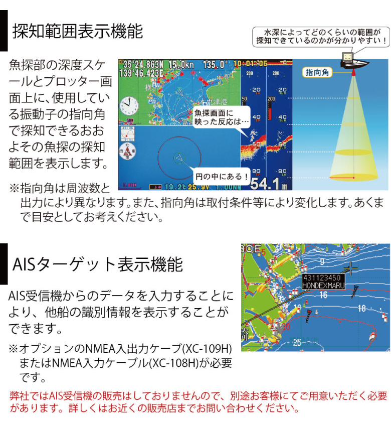 探知範囲表示機能・AISターゲット表示機能