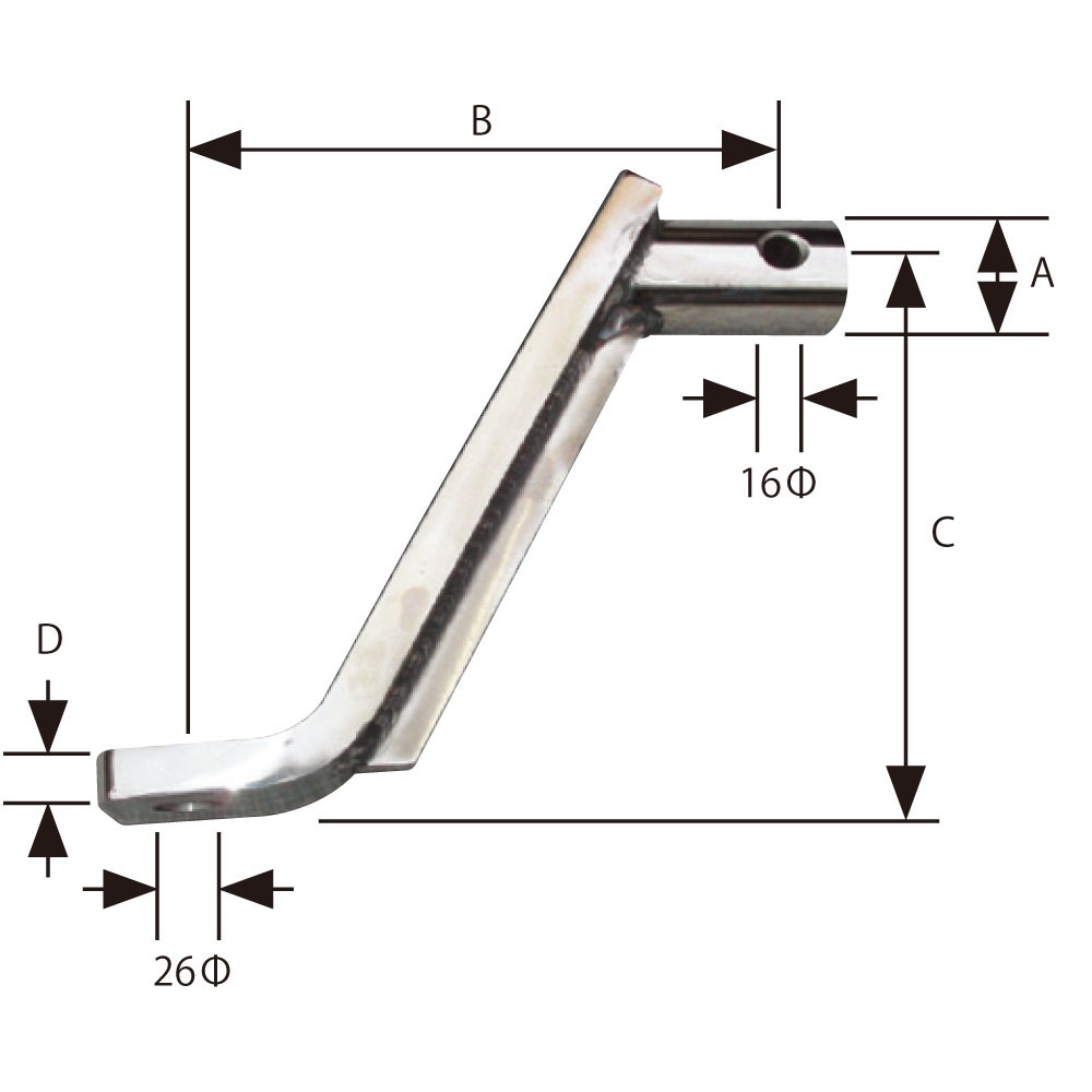ボールマウント スラント型ロング(丸パイプタイプ） ステンレス製
