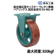 船台幅広型キャスターウレタン車輪 (ベアリング入り)固定金具付