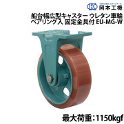 船台幅広型キャスターウレタン車輪 (ベアリング入り)固定金具付