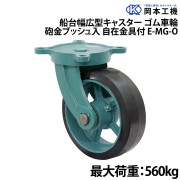 船台幅広型キャスターゴム車輪 (砲金ブッシュ入り)自在金具付