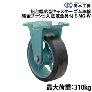 船台幅広型キャスターゴム車輪 (砲金ブッシュ入り)固定金具付