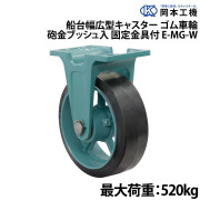 船台幅広型キャスターゴム車輪 (砲金ブッシュ入り)固定金具付