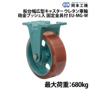 船台幅広型キャスターウレタン車輪 (砲金ブッシュ入り)固定金具付