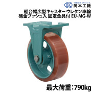 船台幅広型キャスターウレタン車輪 (砲金ブッシュ入り)固定金具付