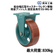 船台幅広型キャスターウレタン車輪 (砲金ブッシュ入り)固定金具付