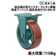 船台幅広型キャスターウレタン車輪 (砲金ブッシュ入り)固定金具付