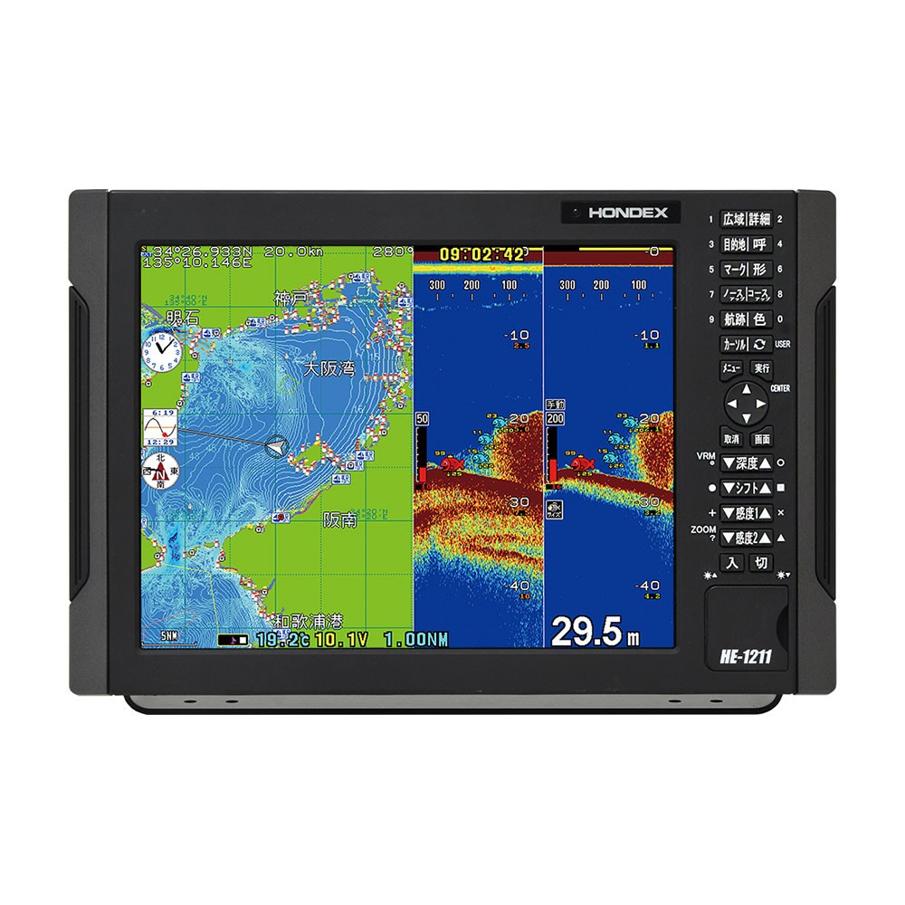 デパート 送料無料 HE-1211 GPSプロッター 12.1型カラー液晶 GPSアンテナ外付仕様 モニター10型～