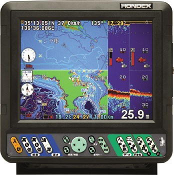 8.4型カラー液晶 GPSプロッタ魚探 HE-81GP 丸型(TD-28）振動子 600W 50 