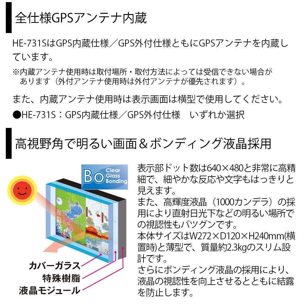 HE-8SII 8.4型カラー液晶 GPSアンテナ内蔵仕様 GPSプロッター