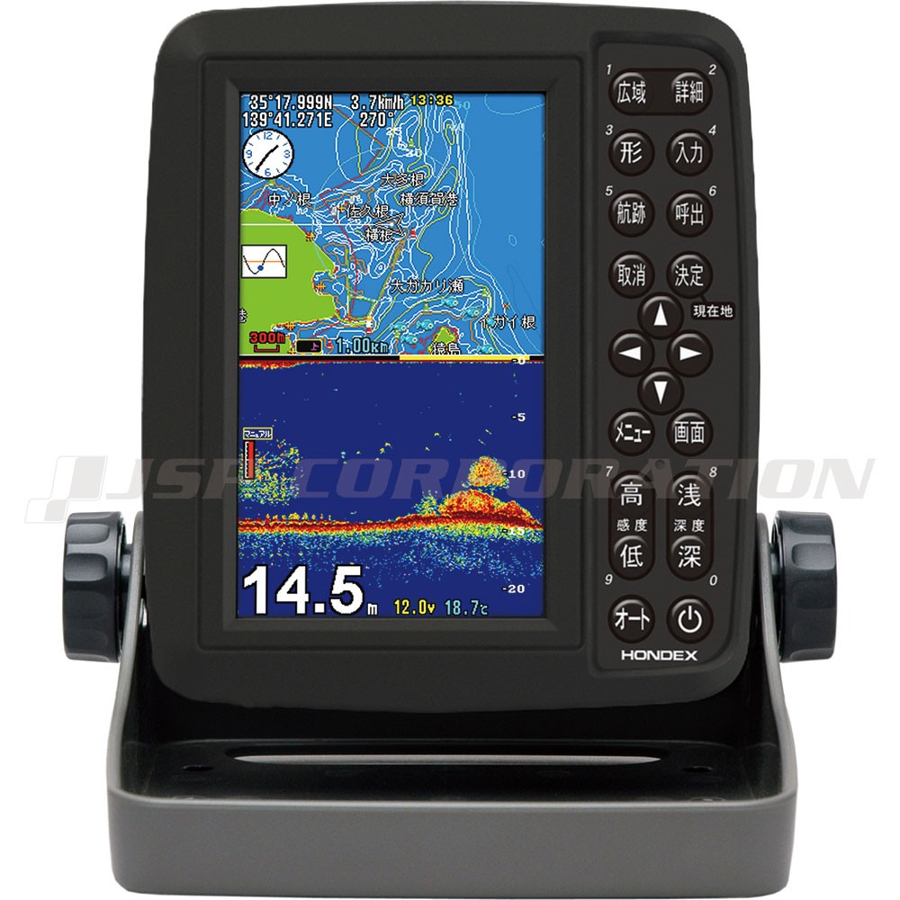 5型ワイドカラー液晶 GPSプロッター魚探 PS-611CN GPSアンテナ内蔵 