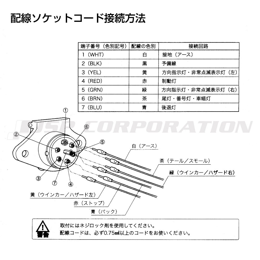 売店 平ピン 汎用 7極 ソケットセット トレーラーヒッチ コネクタープラグ ルーフボックス、キャリア